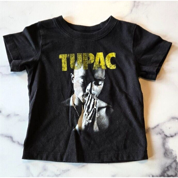 Tupac Toddler T Shirt 18M Black 90s Rap Hip Hop Graphic 2Pac Kids Tee Y2K Street - Picture 2 of 5